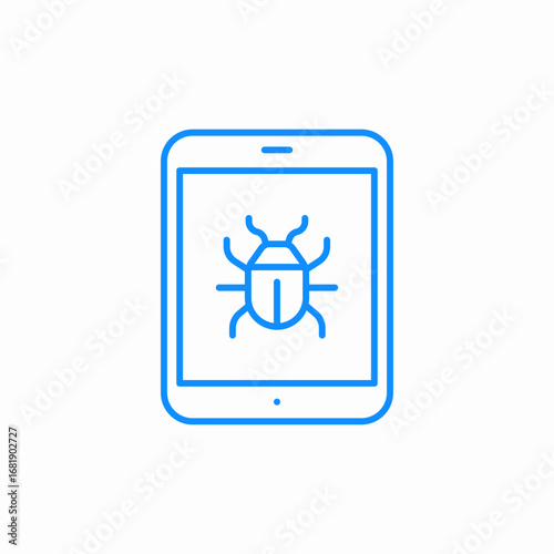 tablet system bug icon sign vector