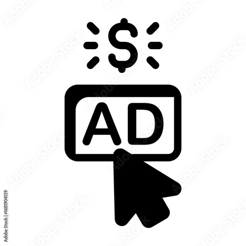 PPC Advertising Semi Solid Vector Icon