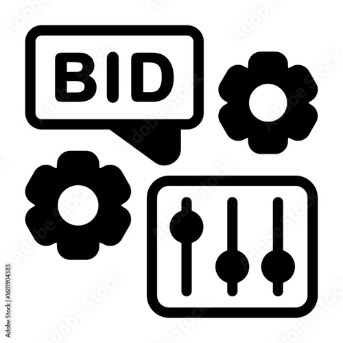 Bid Adjustments Semi Solid Vector Icon