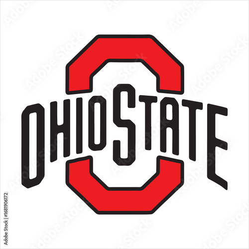 Ohio State University Logo Vector Design,Classic Ohio State Emblem Illustration,Red and Gray Ohio State Symbol Graphic,College Sports Team Ohio State Logo,Ohio State Athletic Logo Artwork