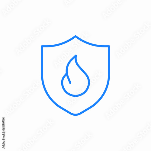 shield flame fire protection icon sign vector