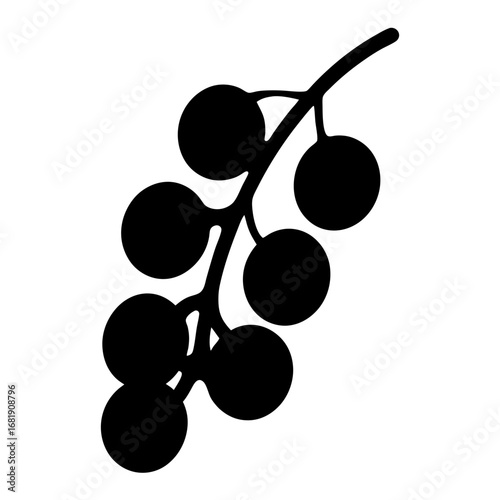 Stylized Branch of Berries Silhouette Graphic Design Element Simple and Minimal