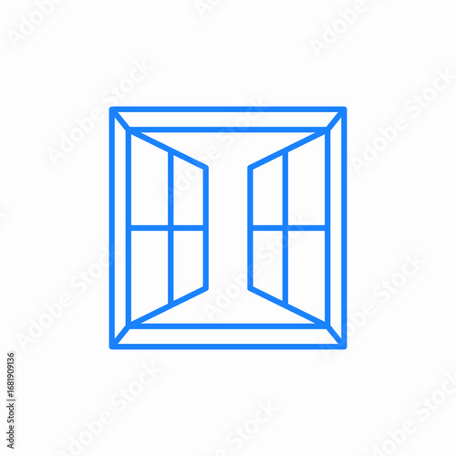 window with grids icon sign vector