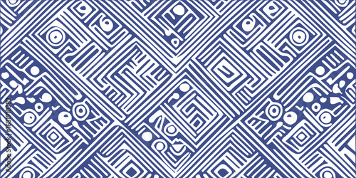 Abstract seamless  black  pattern with geometric figures  on white background in abstract style vector illustration
