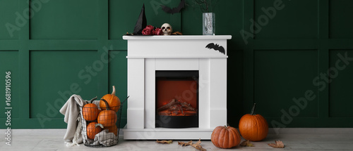 Fireplace decorated for Hal...