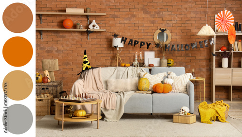 Interior of festive living ...