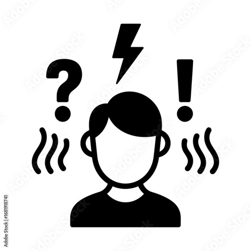 Confused and Stressed Person Icon - Mental Pressure Symbol Vector Illustration
