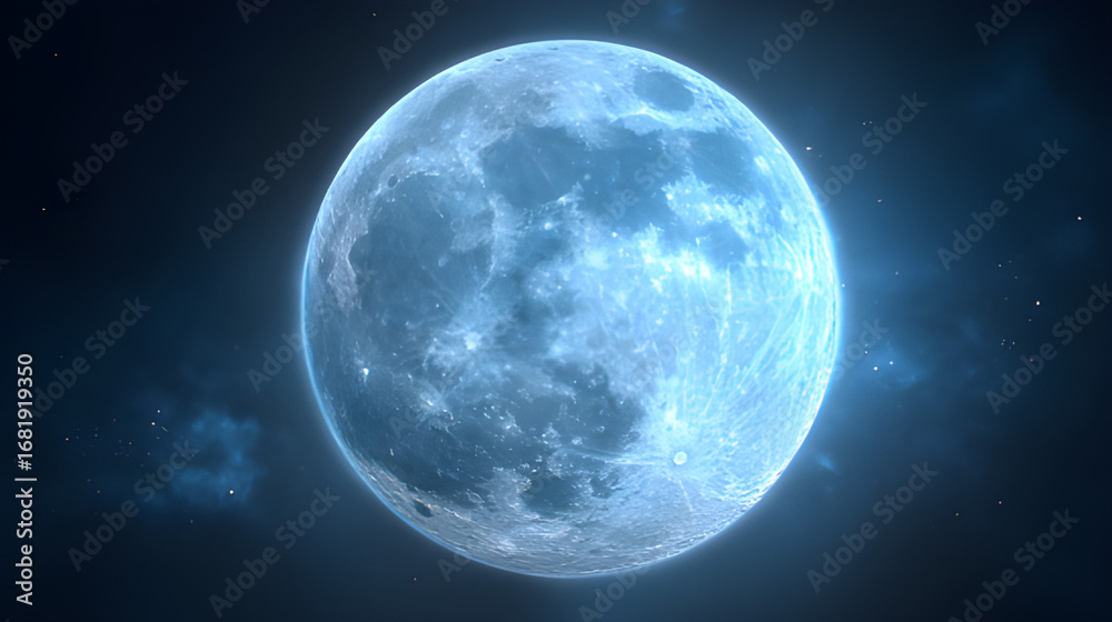Fototapeta premium Blue moon in the night sky. Super blue full moon night sky. 