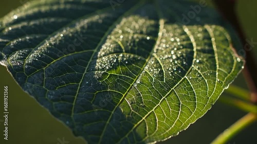 closeup dark green leaf sunlight garden copy space natural fresh greenery botany background,