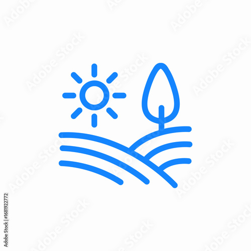 sunshine farm landscape icon sign vector