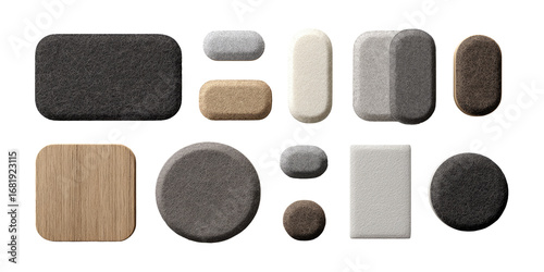 Assorted textured shapes in various neutral tones