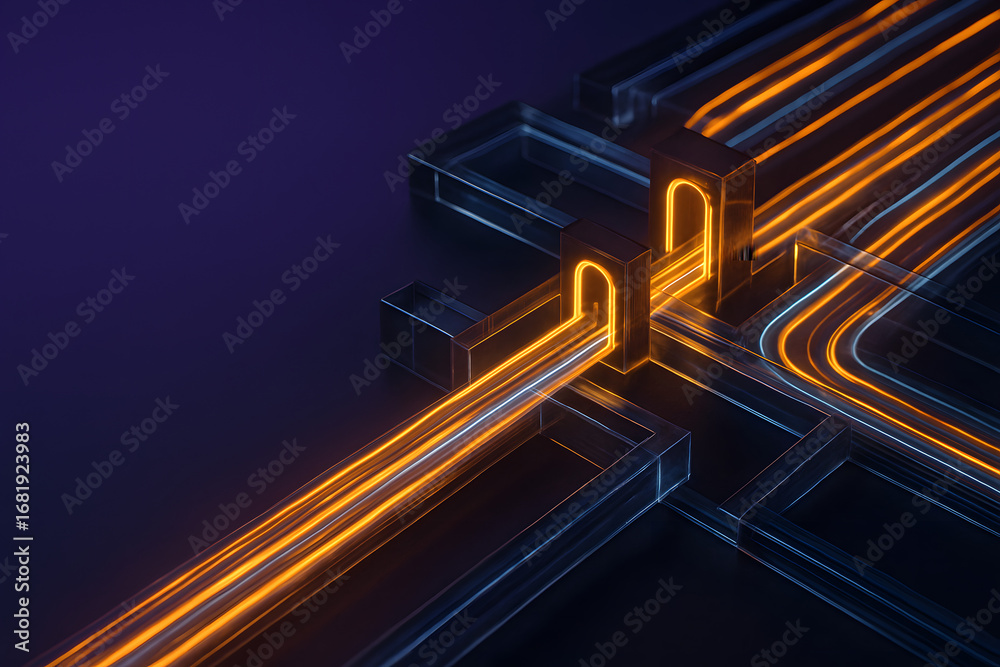 Fototapeta premium Abstract Data Governance with Interlocking Elements for Data Compliance and Management