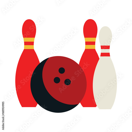 3D Style Bowling Ball and Pins Vector Art