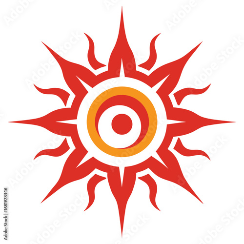 Tribal Sun Symbol Flat Tattoo Vector Artwork