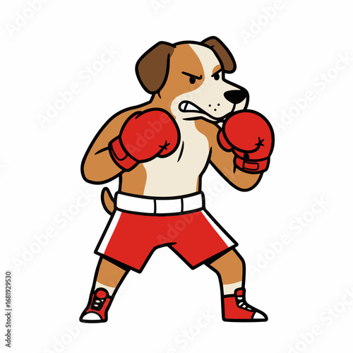 Determined boxer dog ready for championship fight, showing strength and competitive spirit