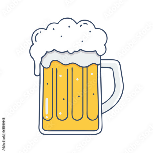 Refreshing pint of beer with large head of foam for a celebration