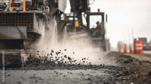 Asphalt Milling Machine Discharging into Dump Truck — Worksite Transfer
