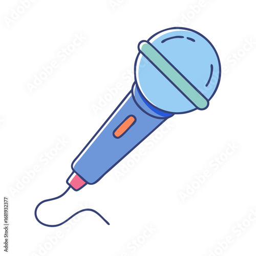 Illustration of a blue microphone for singing or recording audio content