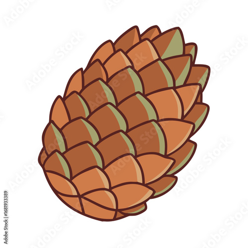 Illustration of a Pinecone with Distinct Scales and Earthy Autumnal Tones