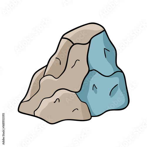 Cartoonstyle depiction of a rock formation featuring two distinct colored sections