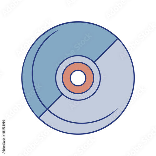 Abstract representation of a compact disc with simple geometric shapes and colors