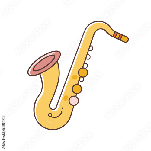 Adorable Cartoon Saxophone Illustration Perfect for Children's Education and Musical Learning
