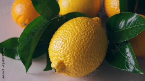 Mature fresh lemons accompanied by green foliage organic citrus fruits wholesome nourishment notion