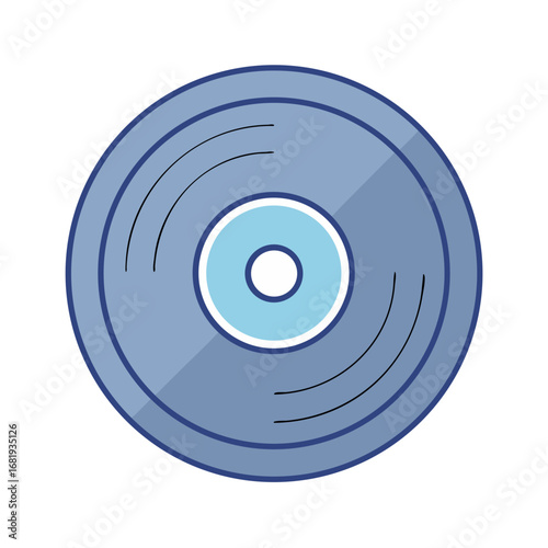 Stylized Blue Vinyl Record Illustration with Grooves and Center Hole