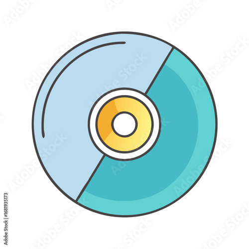 Stylized vector illustration of a divided compact disc with colorful sections