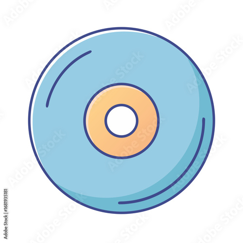 Illustration of a compact disc in blue and orange tones, simple design