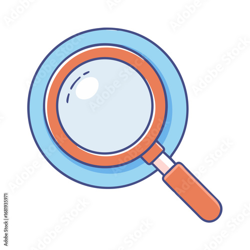 A blue and orange magnifying glass representing exploration and investigation concept