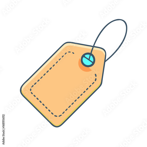 A simple illustration of a tag with dotted lines on it.