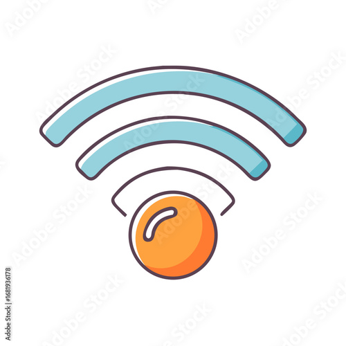 Five WiFi signal strength indicator icons with varying signal levels and colors