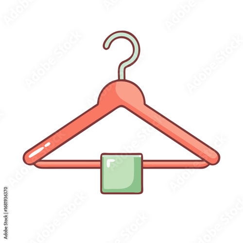 Cartoon style hanger with a decorative square on a white background