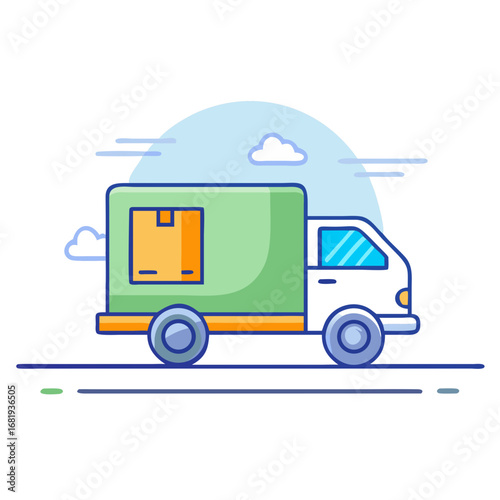 Delivery truck in minimalist style for cargo transport services illustration