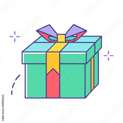 Colorful and Vibrant Gift Box with Ribbon and Bow Illustration Design