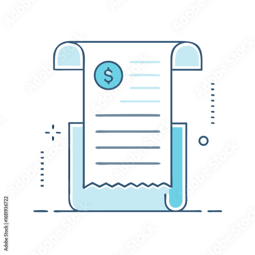 Illustration of a financial document or a bill with a dollar sign