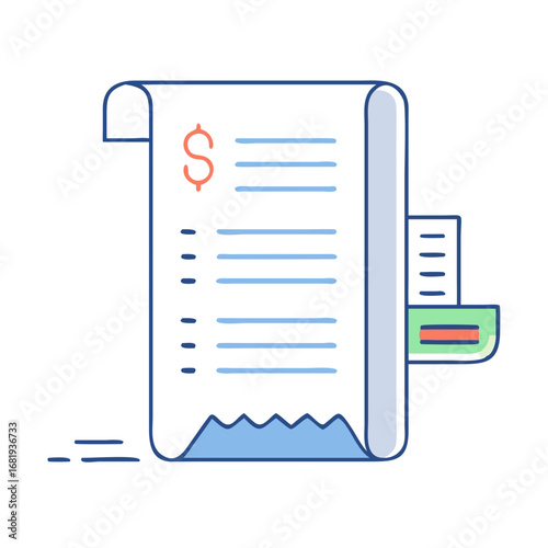 Illustration of a detailed business receipt next to a credit card