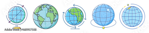 Collection of Cartoon Globe Illustrations Depicting Earth and Different Representations