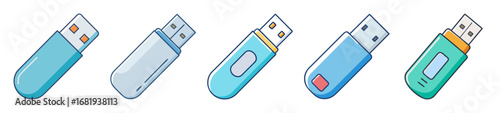 Stylized light blue USB flash drive for data storage and transfer