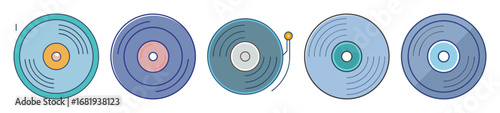 A Colorful Collection of Retro Vinyl Records Showing a Nostalgic Music Theme