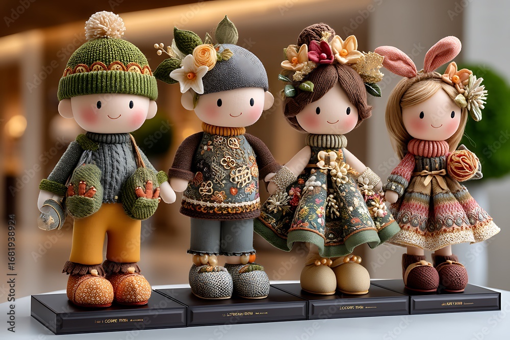 Fototapeta premium Crafted dolls warm clothes high resolution picture