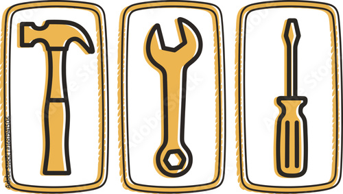 Handyman tools hammer wrench screwdriver repair home improvement