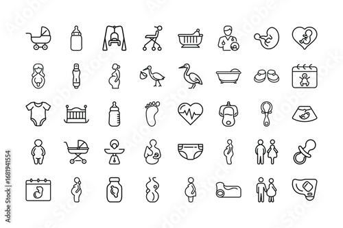 Vector art of set of pregnancy and baby icons