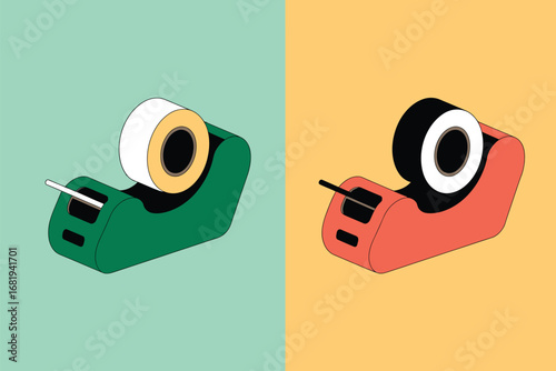 Tape dispenser vector illustration office supply stationery tool