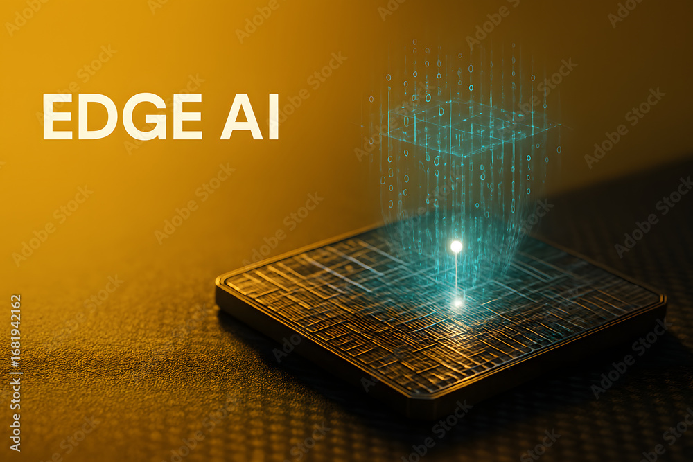 Fototapeta premium Edge AI Holography with Dynamic Display for Decentralized Artificial Intelligence Visuals