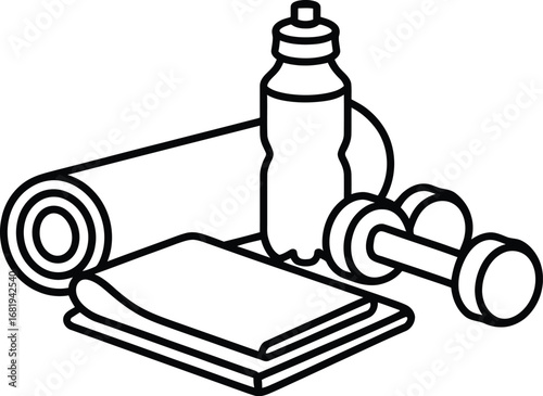 Gym workout equipment vector illustration fitness exercise set