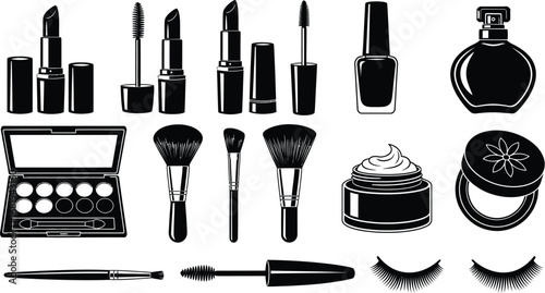 Makeup beauty products vector illustration for cosmetic design