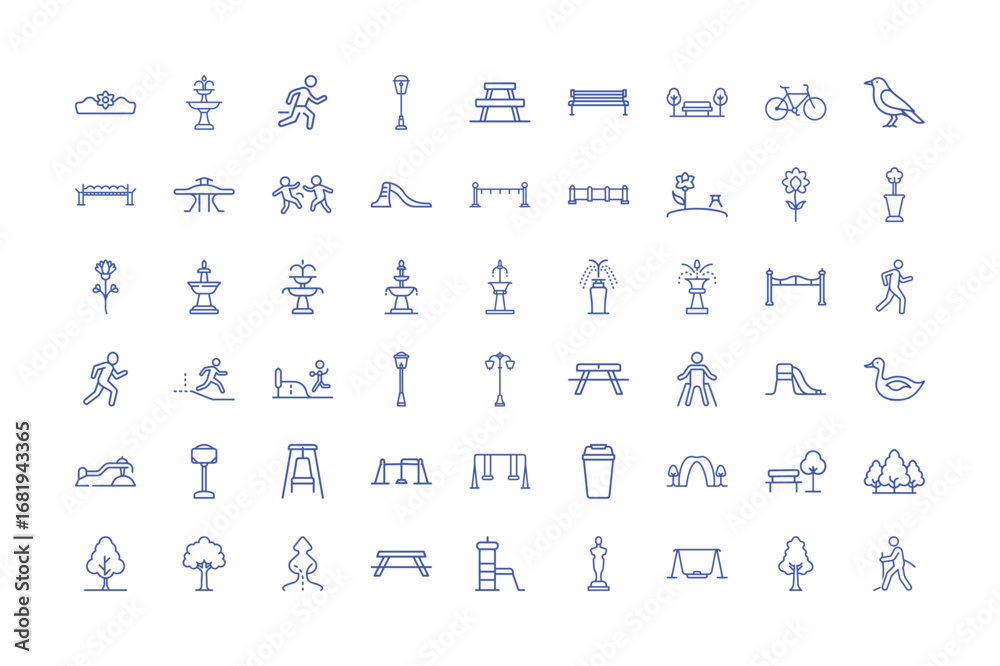 Obraz premium Vector art of park and outdoor activity icons