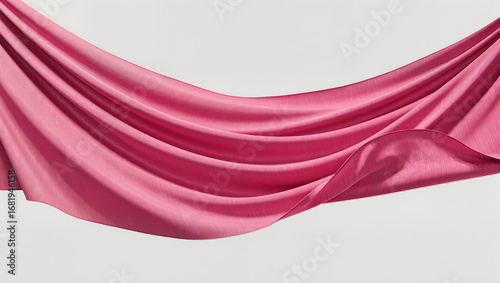 Pink Fabric Flowing Gracefully, Close-Up of Delicate Texture and Soft Folds with Light and Shadow Play